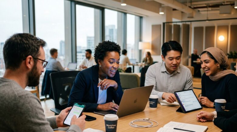 Best messaging apps for business teams displayed on laptop and smartphone screens in 2026