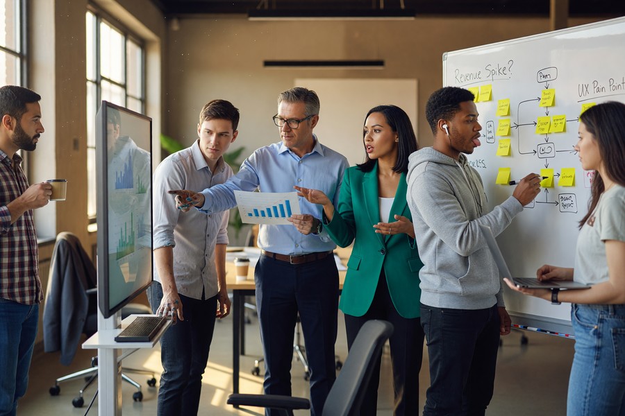 Infographic comparing decision-making speed in email-only versus group chat-first teams across industries