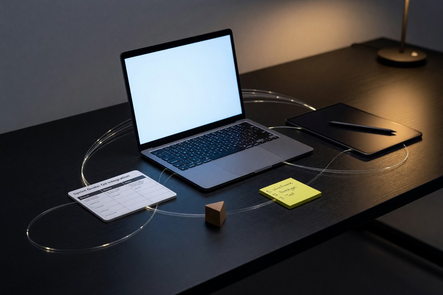 Conceptual diagram showing AI-integrated group chat workflow connecting messaging, task management, and data tools