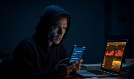 Person checking smartphone for signs of being hacked