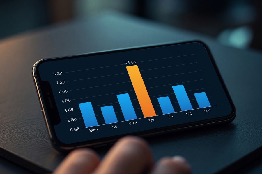 Smartphone battery usage screen showing an unfamiliar app consuming high background power