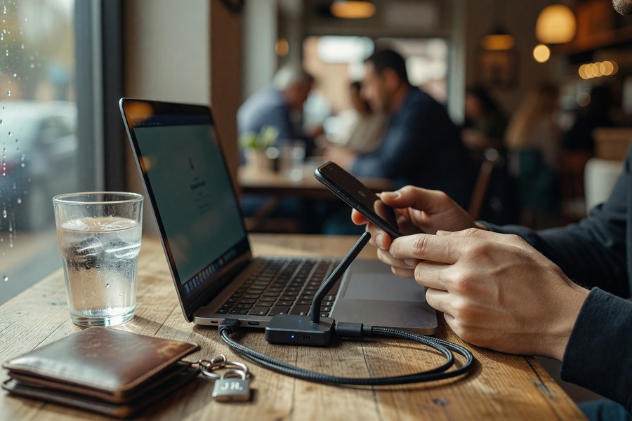 Person reviewing smartphone security settings showing app permissions and two-factor authentication setup