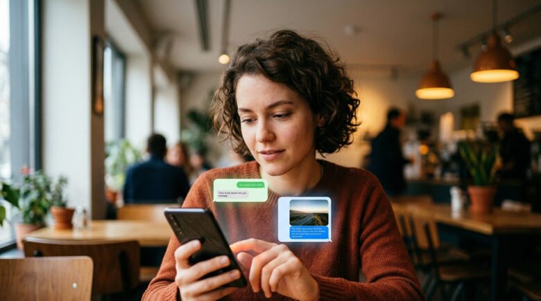 SMS vs RCS messaging comparison on a smartphone screen