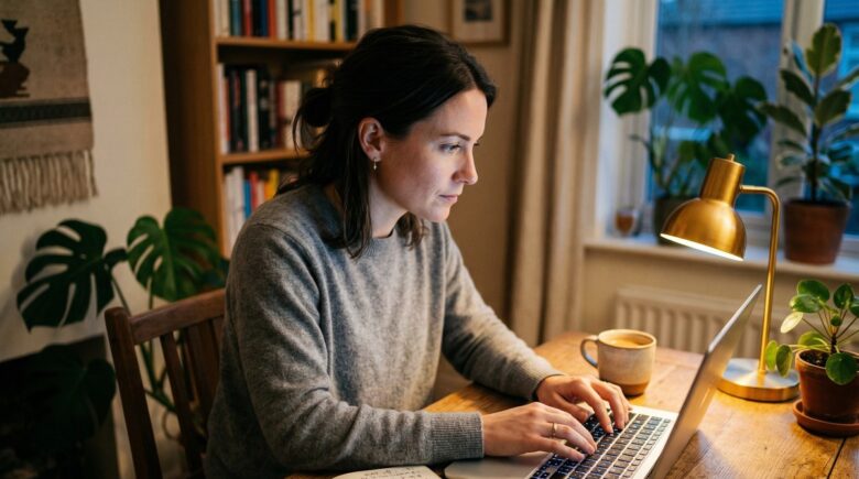Person typing a strong secure password on a laptop keyboard
