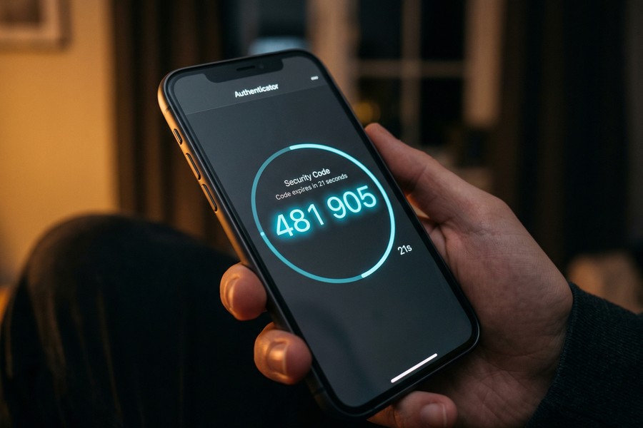 Diagram showing the two-step login flow: password entry then one-time code verification
