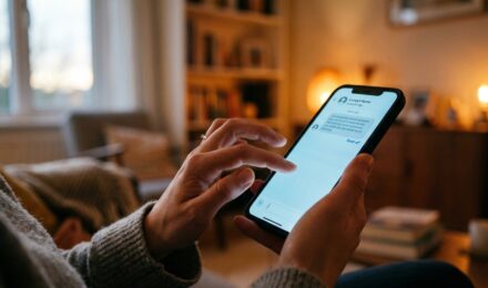 Person on smartphone turning off read receipt settings in a messaging app