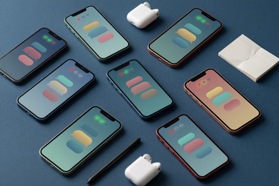 Side-by-side comparison of read receipt indicators on WhatsApp, iMessage, and Messenger