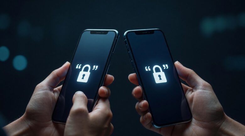 Illustration of end-to-end encryption protecting a private message between two users