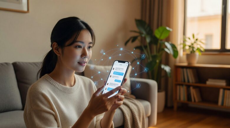 AI-powered features inside a messaging app on a smartphone screen