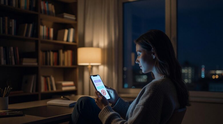 Person using a private conversations app on a smartphone without a phone number