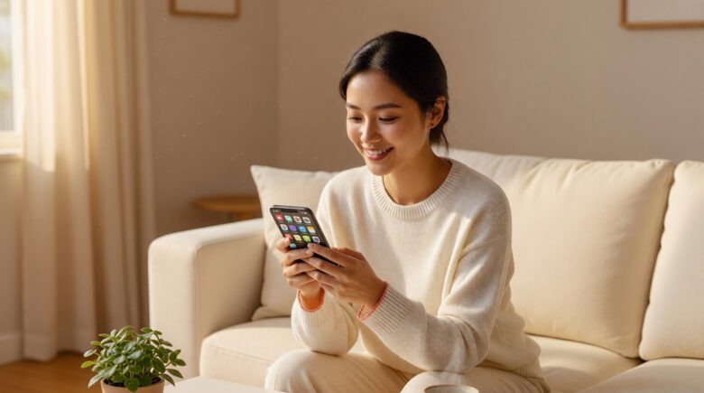 Person using lifestyle apps on smartphone to organize their daily routine