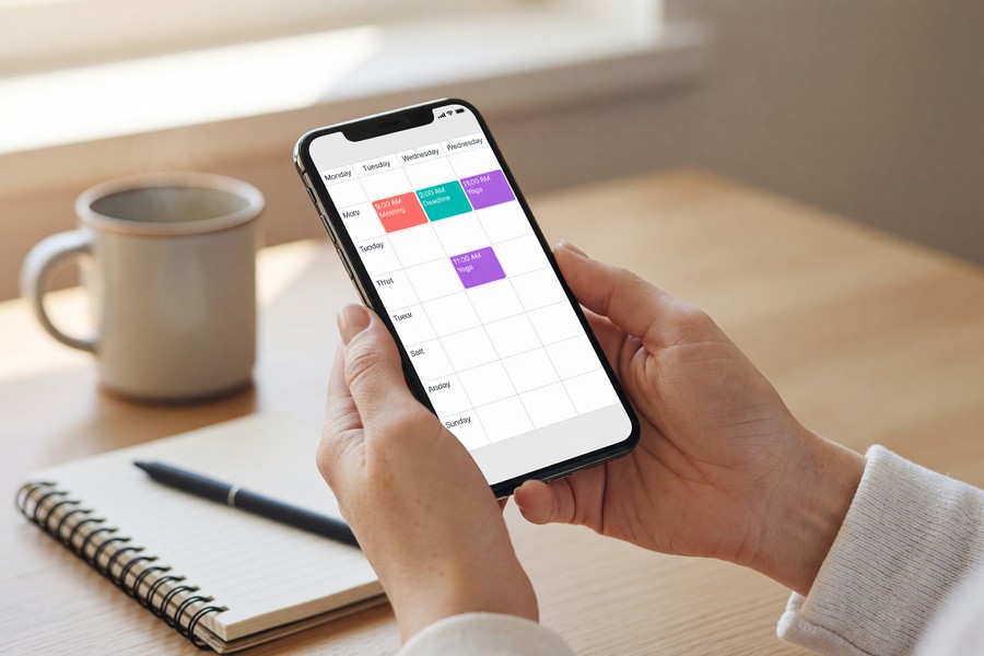 Side-by-side comparison of Todoist, Notion, and Google Calendar app interfaces on a smartphone screen