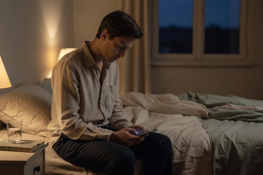 Person using a smartphone with a self-destructing message timer countdown on screen