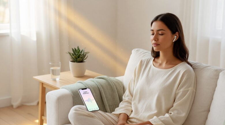 Side-by-side comparison of Calm, Headspace, and Insight Timer mindfulness apps on a smartphone screen