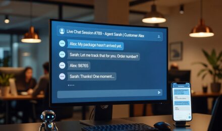 Chatbot handling automated customer service inside a messaging platform on a smartphone screen