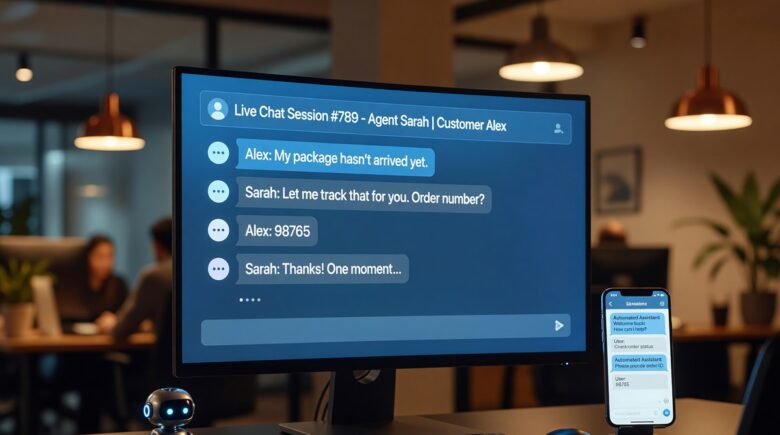 Chatbot handling automated customer service inside a messaging platform on a smartphone screen