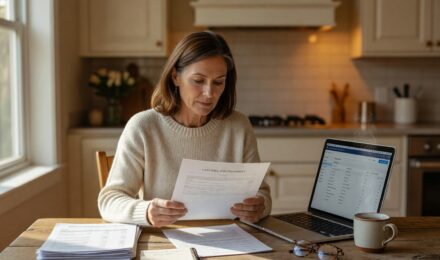 A person reviewing digital account inheritance settings on a laptop with estate planning documents nearby