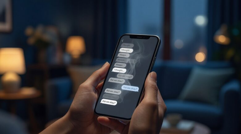 Smartphone screen showing a disappearing message countdown timer in a chat app