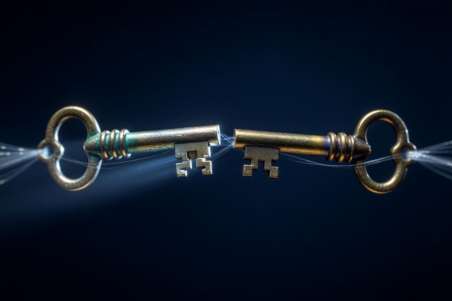 Diagram showing public and private key encryption flow between two users