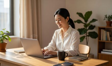 Person enabling focus mode on smartphone to boost productivity at work