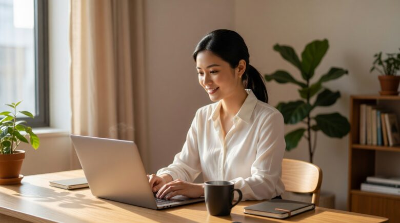 Person enabling focus mode on smartphone to boost productivity at work