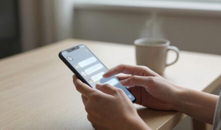 iPhone screen showing texting settings and keyboard shortcuts for faster messaging