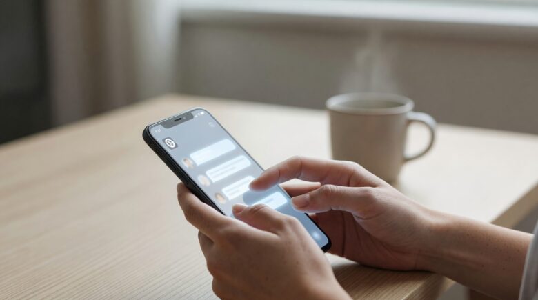 iPhone screen showing texting settings and keyboard shortcuts for faster messaging