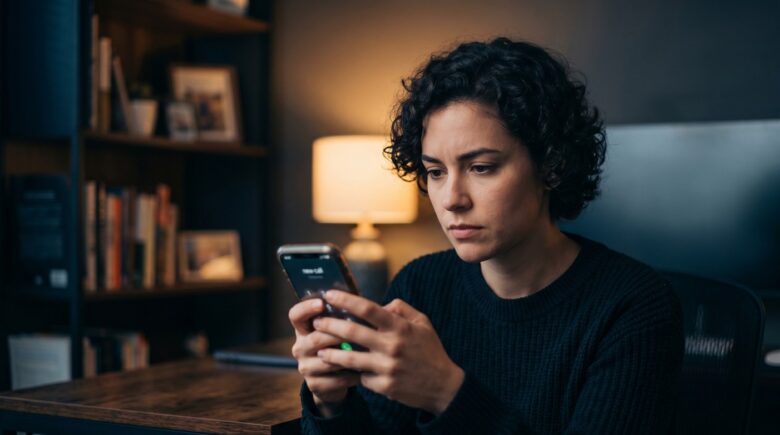Person hiding phone number before making a private call on a smartphone