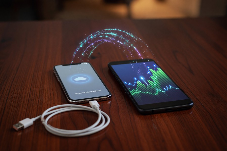 Comparison of Android to iPhone and iPhone to Android chat transfer methods side by side