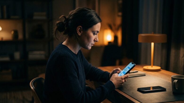 Person secretly forwarding text messages to another number on a smartphone