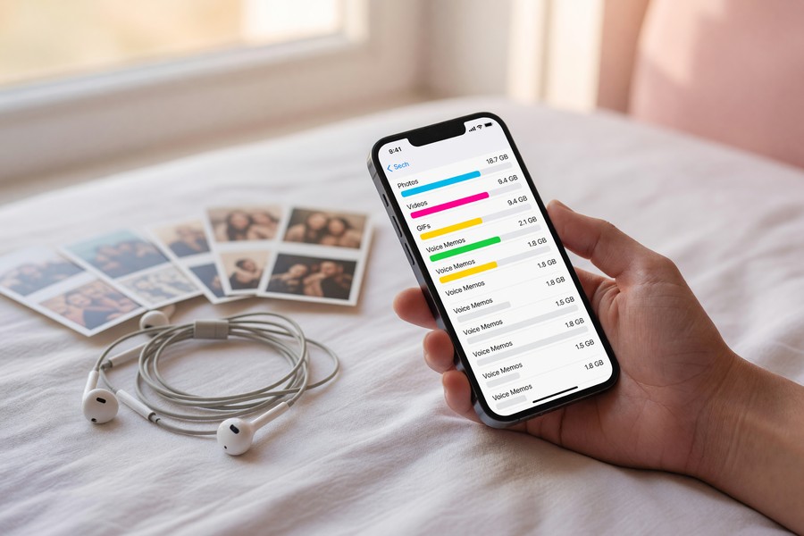 iPhone storage settings screen showing Messages and app storage breakdown