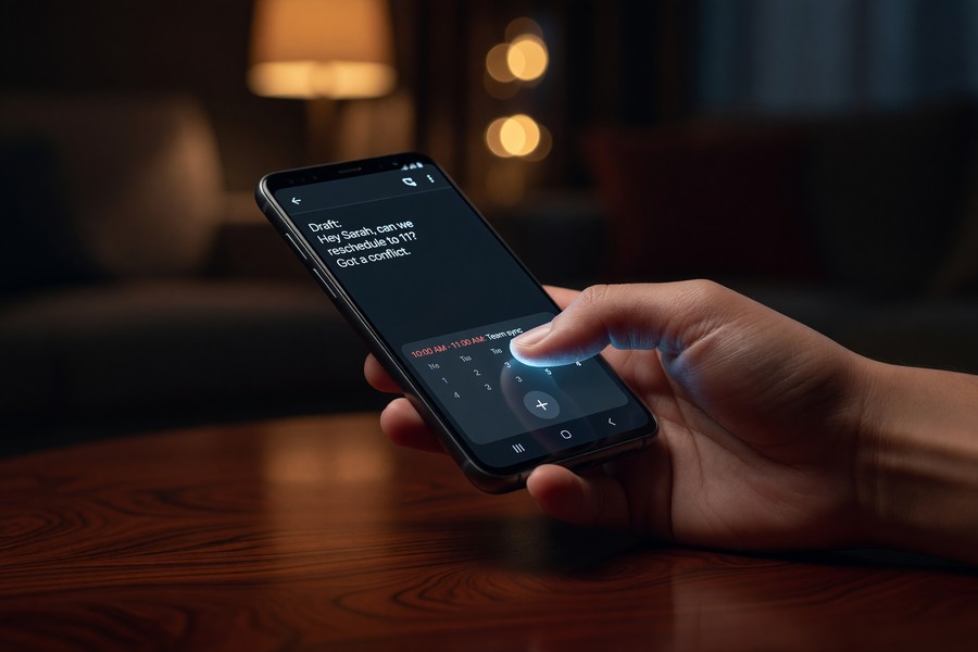 Screenshot showing Google Messages schedule send option on Android phone