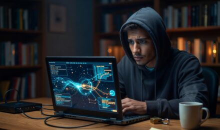Person checking if their VPN is actually protecting their data on a laptop