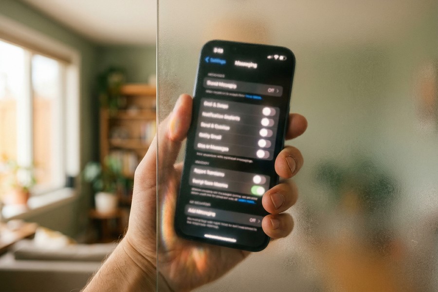Screenshot comparison of read receipt privacy settings menus in WhatsApp, iMessage, and Signal