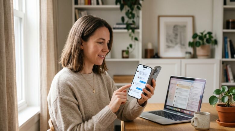Threaded message replies organizing a busy group chat conversation on a smartphone screen