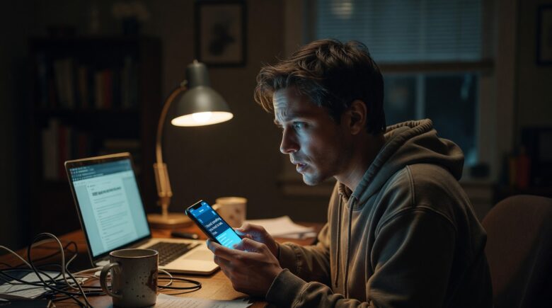 Person checking smartphone for signs their messaging app has been hacked