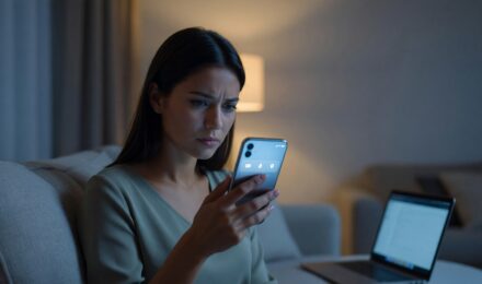 Person reviewing mobile app permissions on smartphone screen for spying detection