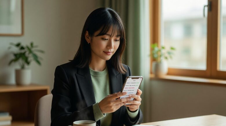 Person using phone calendar app to organize daily schedule and boost productivity