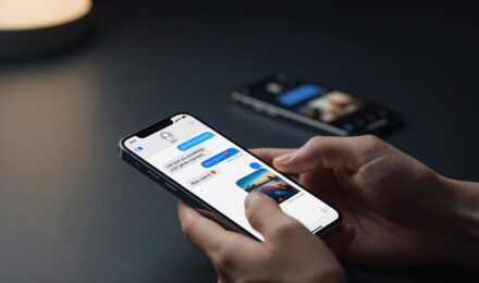 iPhone screen showing RCS messaging interface replacing traditional SMS texting