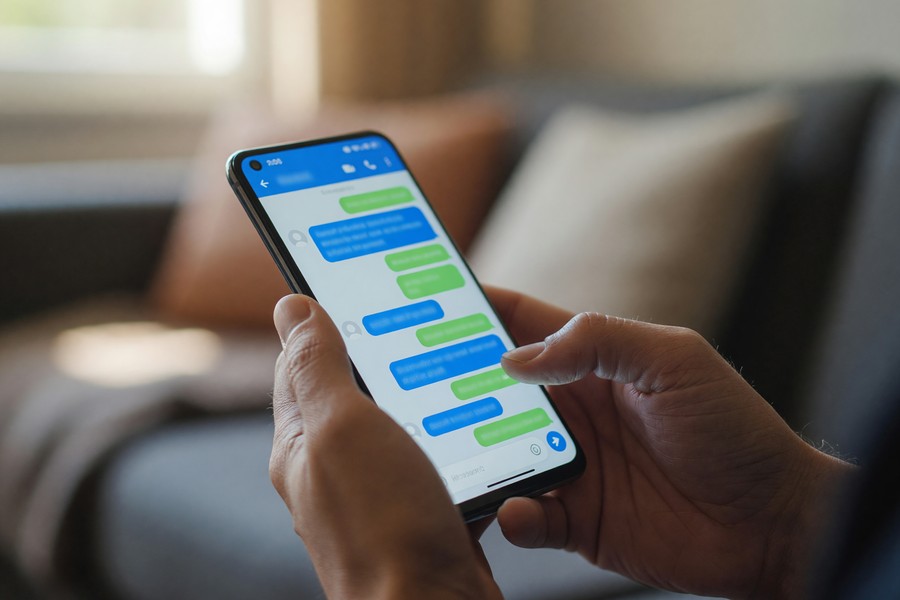 Diagram comparing SMS network path versus RCS IP-based message routing