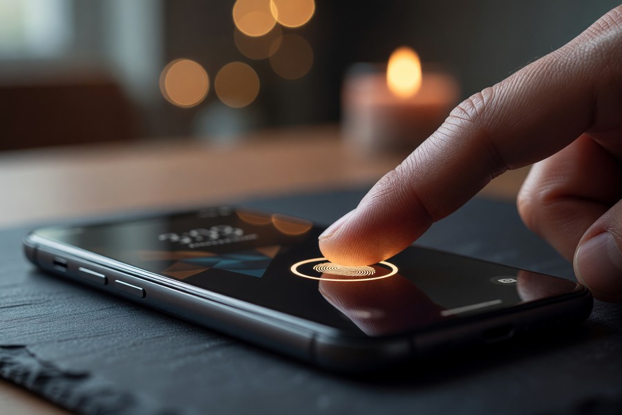 Close-up of phone screen lock settings showing PIN and biometric options