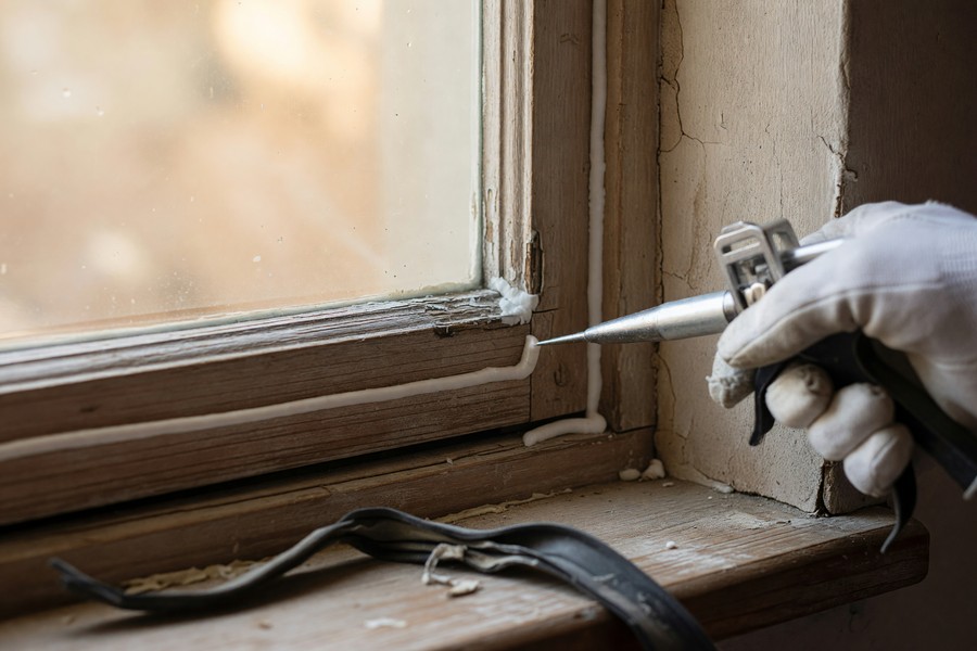 Homeowner reviewing smart thermostat energy report on smartphone app at home