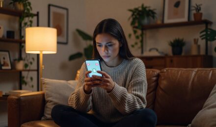 Person checking Snapchat app for snap screenshot notification alert on smartphone
