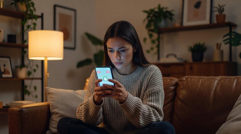 Person checking Snapchat app for snap screenshot notification alert on smartphone