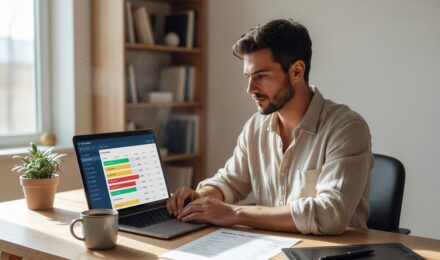 Freelancer using a time tracking app on laptop to log billable hours accurately