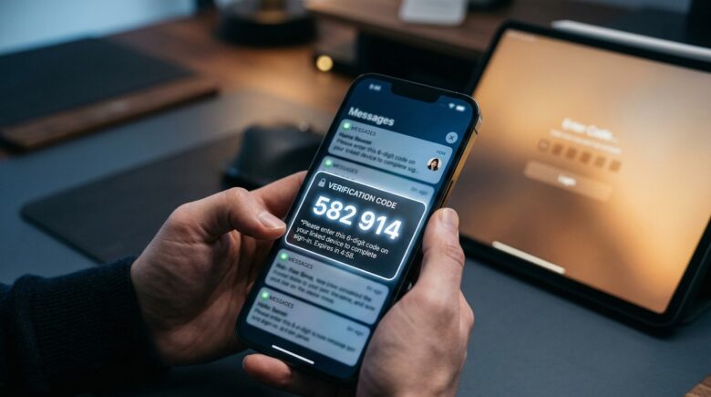 Smartphone screen showing two-factor authentication setup for a messaging app