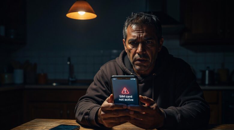 Hacker performing a SIM swap attack to hijack a phone number and steal personal accounts