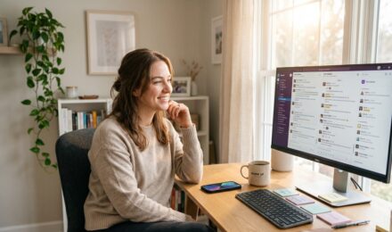 Remote team using asynchronous messaging tools to collaborate across time zones