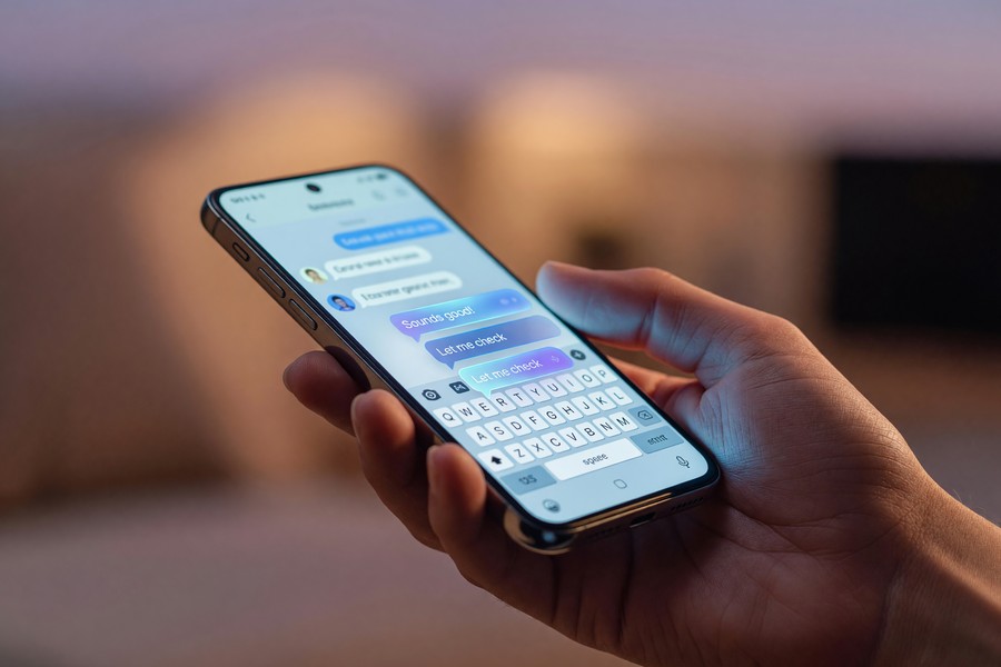 Diagram illustrating the RCS message routing architecture from device to IP server to recipient