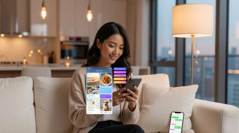 Rich communication services explained with a comparison between RCS and SMS on a smartphone screen